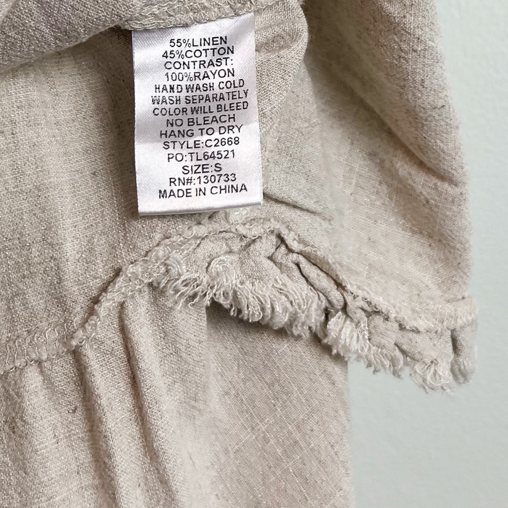 NWT Umgee Linen Blend Sleeveless Frayed Tunic Top Tan - Picture 5 of 5